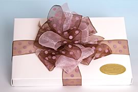 Box wrapped with snowflake paper.